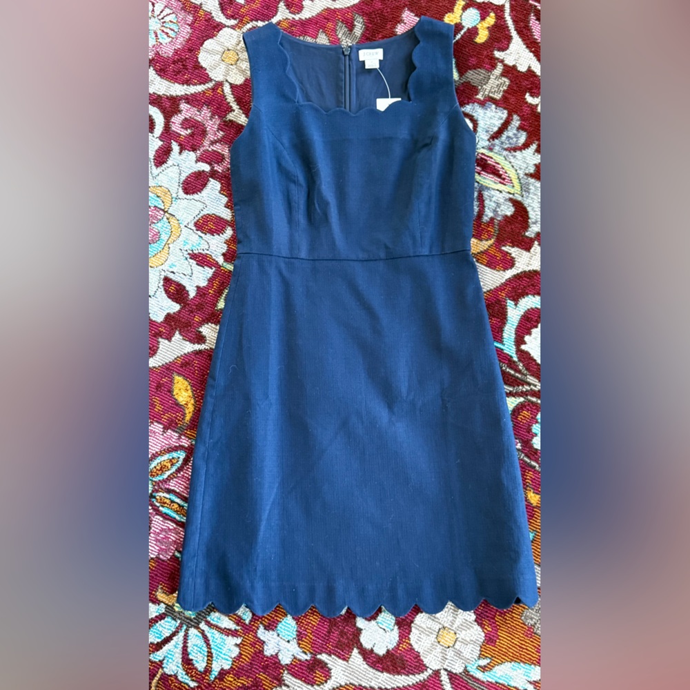 J. Crew Scalloped Hem Navy Mini Dress